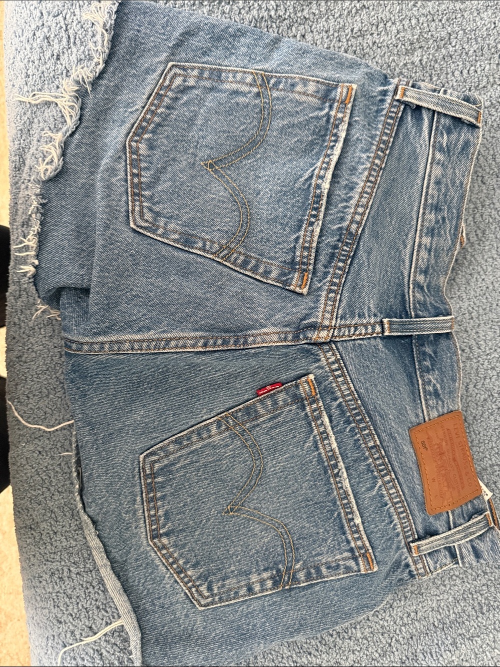 Levi's Light Blue Denim Cutoff Overalls Shorts 501’s size 25